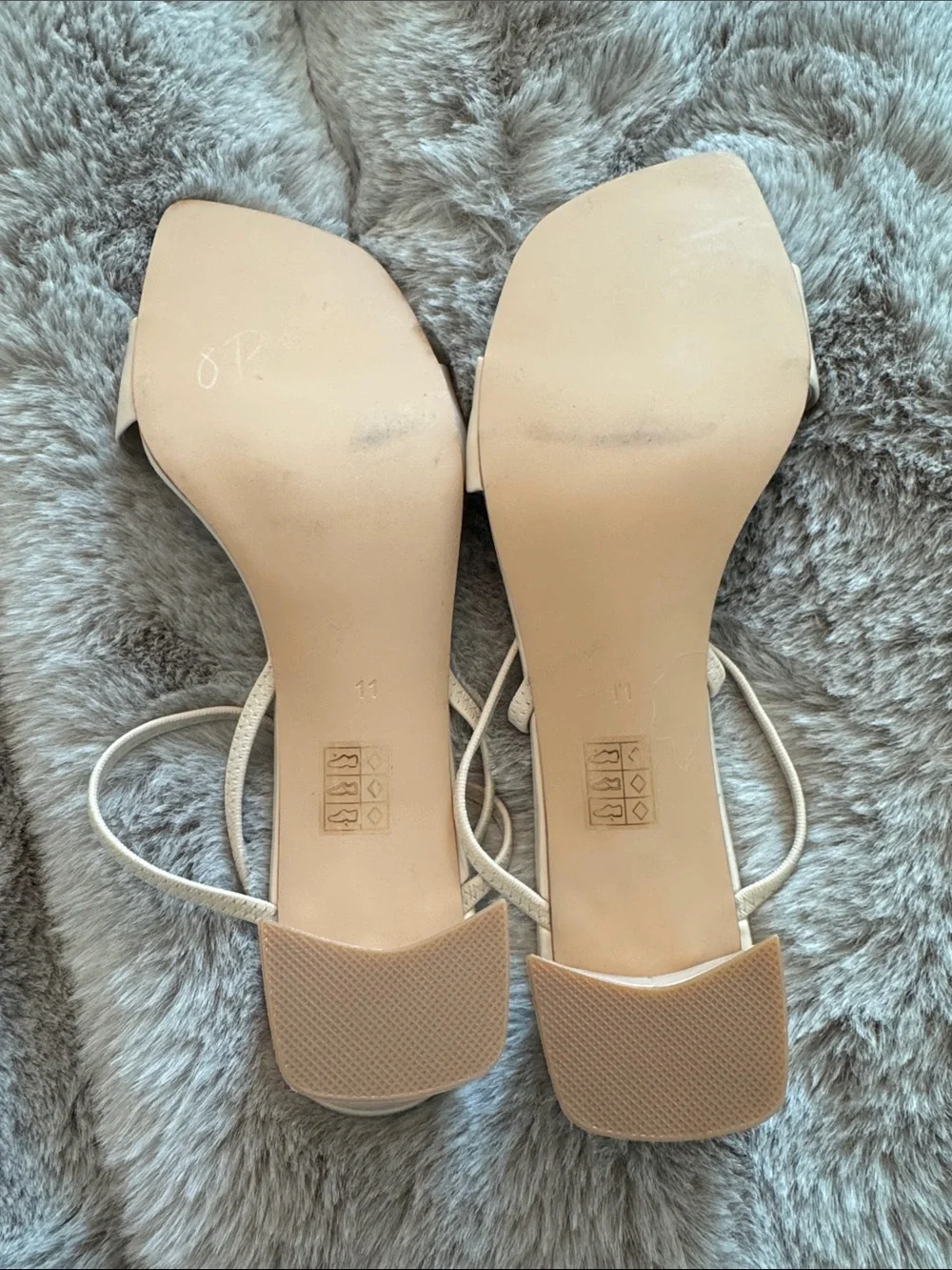 Jeffrey Campbell Ivory Block Heel Sandals with Ankle Wrap